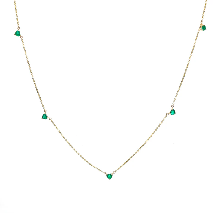 Emerald Heart Link Chain Necklace