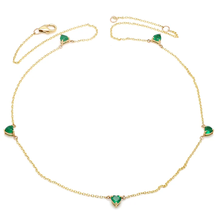 Emerald Heart Link Chain Necklace