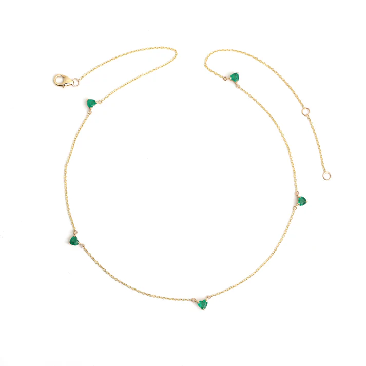 Emerald Heart Link Chain Necklace