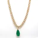 Emerald Pear Cuban Chain Necklace