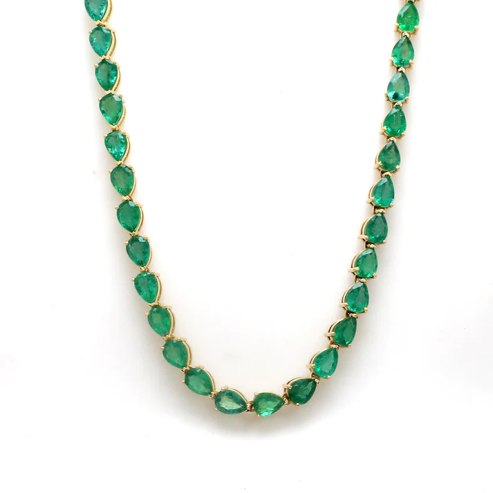 Emerald pear shape necklace