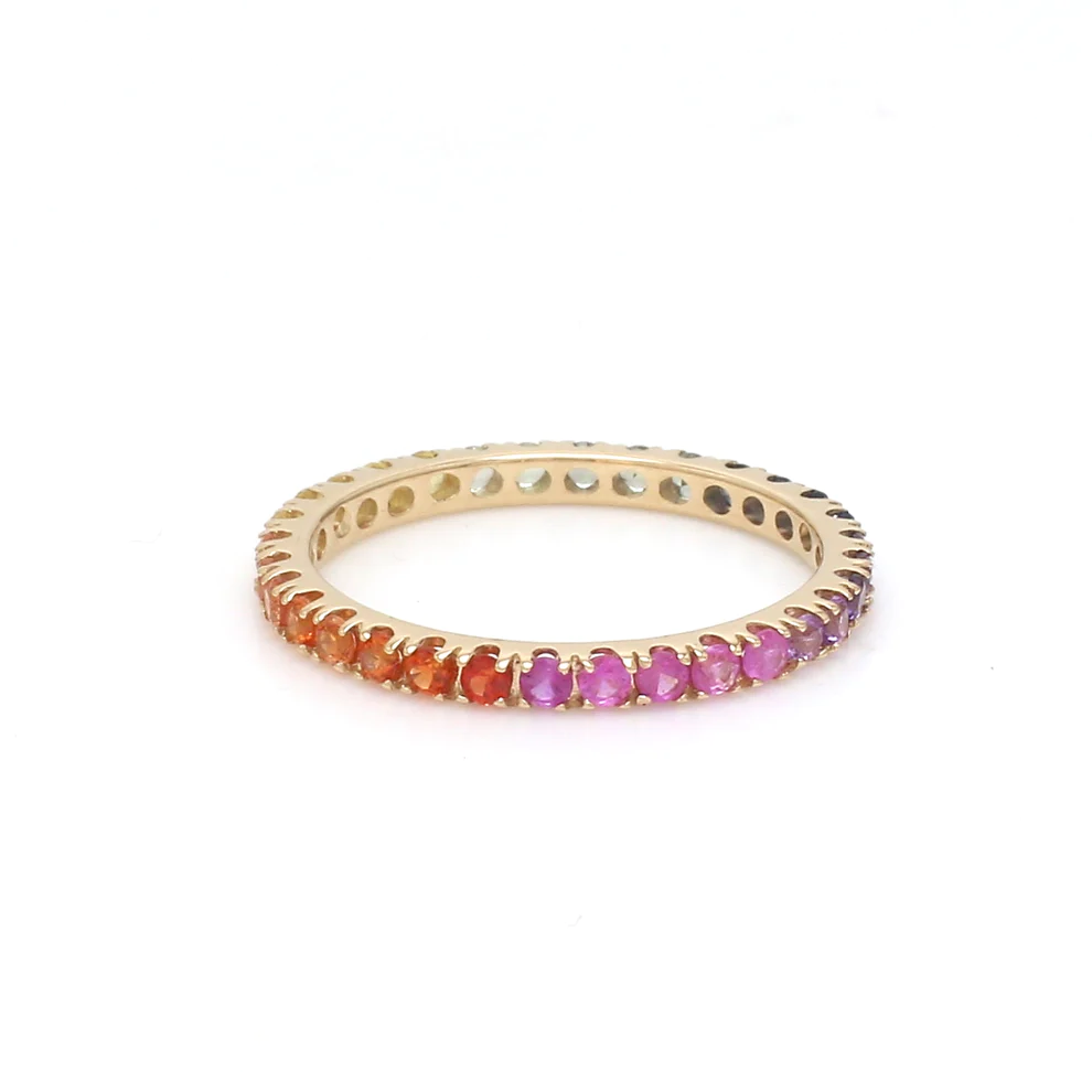 Rainbow Sapphire Thin Eternity Ring