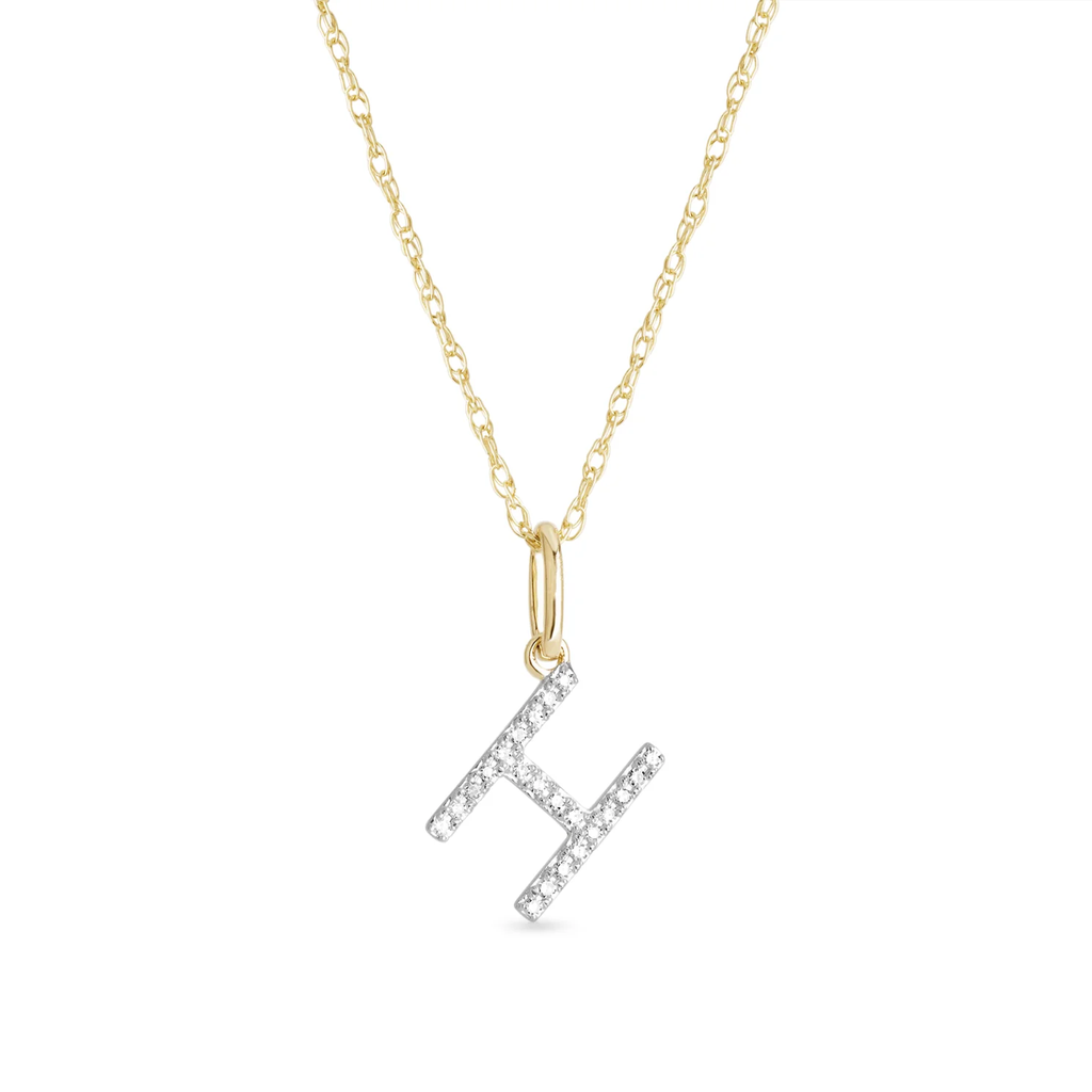 Big Pave Diamond Initial Charm Necklace