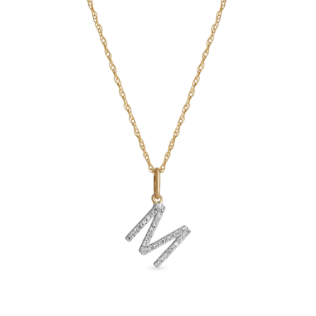 Big Pave Diamond Initial Charm Necklace