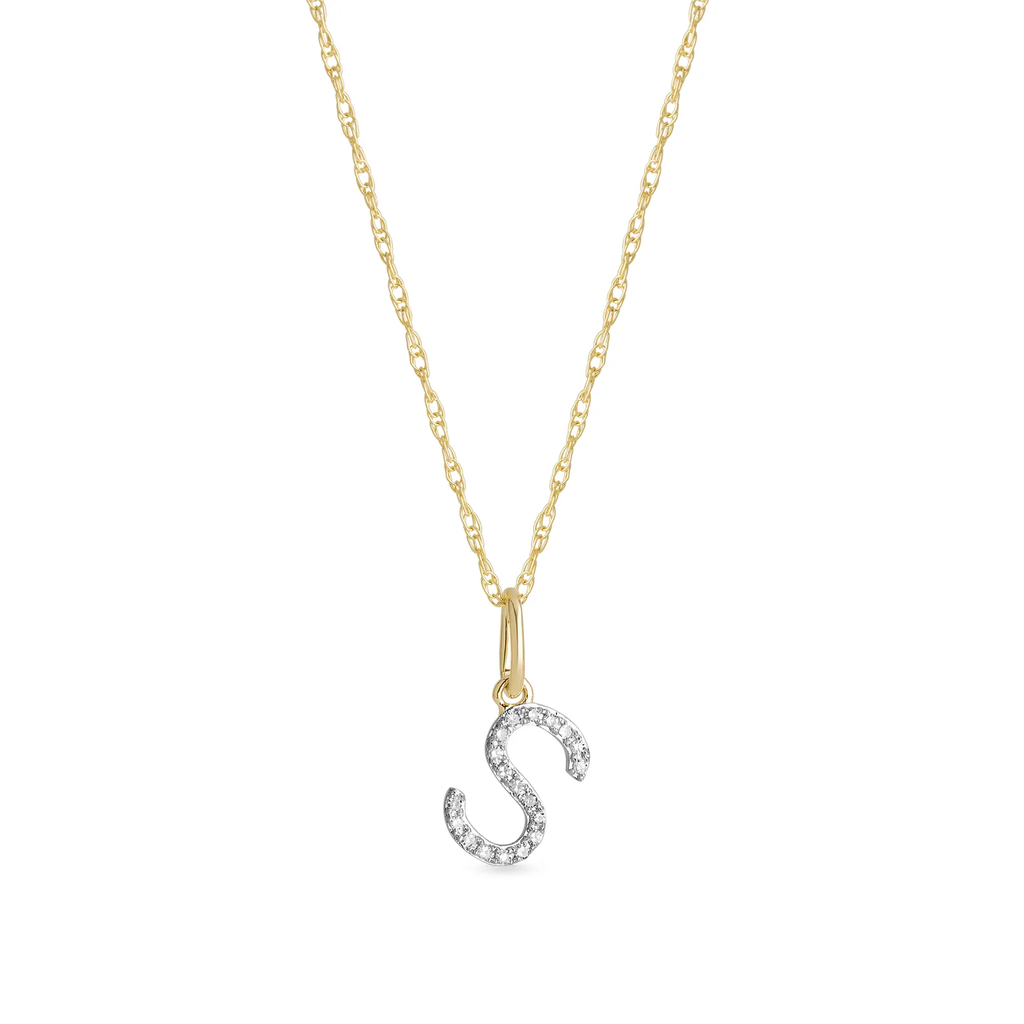 Big Pave Diamond Initial Charm Necklace