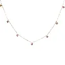 Pink Sapphire Bezel Set Heart Shape Chain Necklace