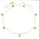 Pink Sapphire Bezel Set Heart Shape Chain Necklace