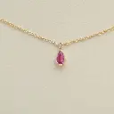 Pink Sapphire Bezel Set Pear Shape Chain Necklace