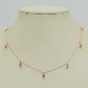 Pink Sapphire Bezel Set Pear Shape Chain Necklace