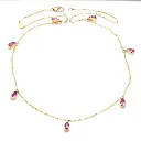 Pink Sapphire Bezel Set Pear Shape Chain Necklace