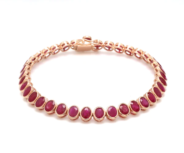 Ruby Oval Bezel Set Tennis Bracelet