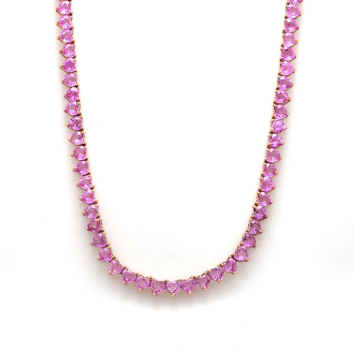 Pink sapphire heart necklace