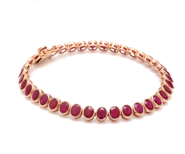 Ruby Oval Bezel Set Tennis Bracelet