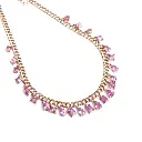 Pink sapphire Mix Shape Link Chain Necklace