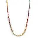 Rainbow Gemstone 2MM Round Tennis Necklace