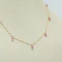 Pink Sapphire Bar Set Baguette Shape Chain Necklace