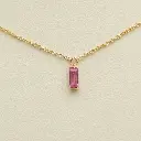 Pink Sapphire Bar Set Baguette Shape Chain Necklace