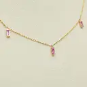 Pink Sapphire Bar Set Baguette Shape Chain Necklace