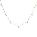 Pink Sapphire Bar Set Baguette Shape Chain Necklace