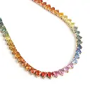 Rainbow Sapphire 5MM Heart Necklace