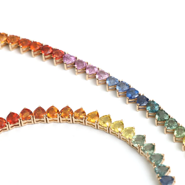 Rainbow Sapphire 5MM Heart Necklace