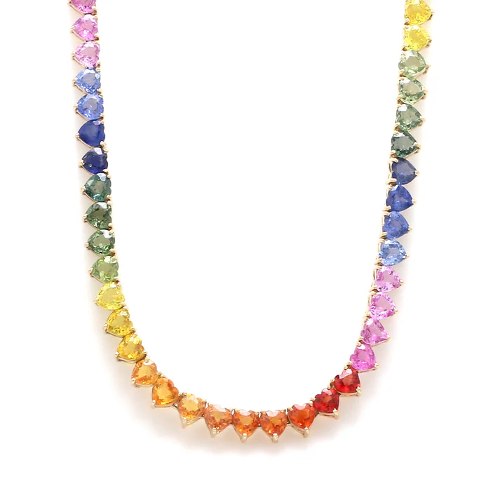 Rainbow Sapphire 5MM Heart Necklace