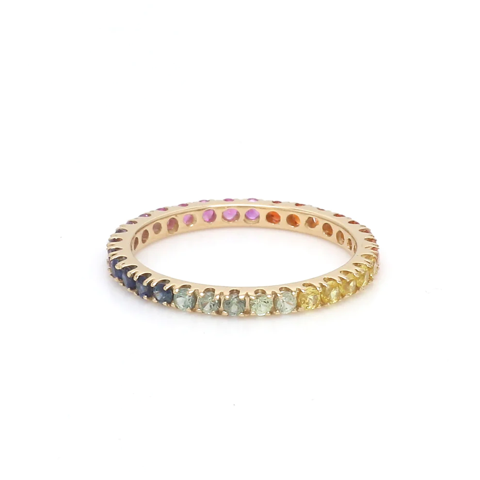 Rainbow Sapphire Thin Eternity Ring