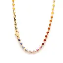 Rainbow Sapphire Bezel Set Link Necklace