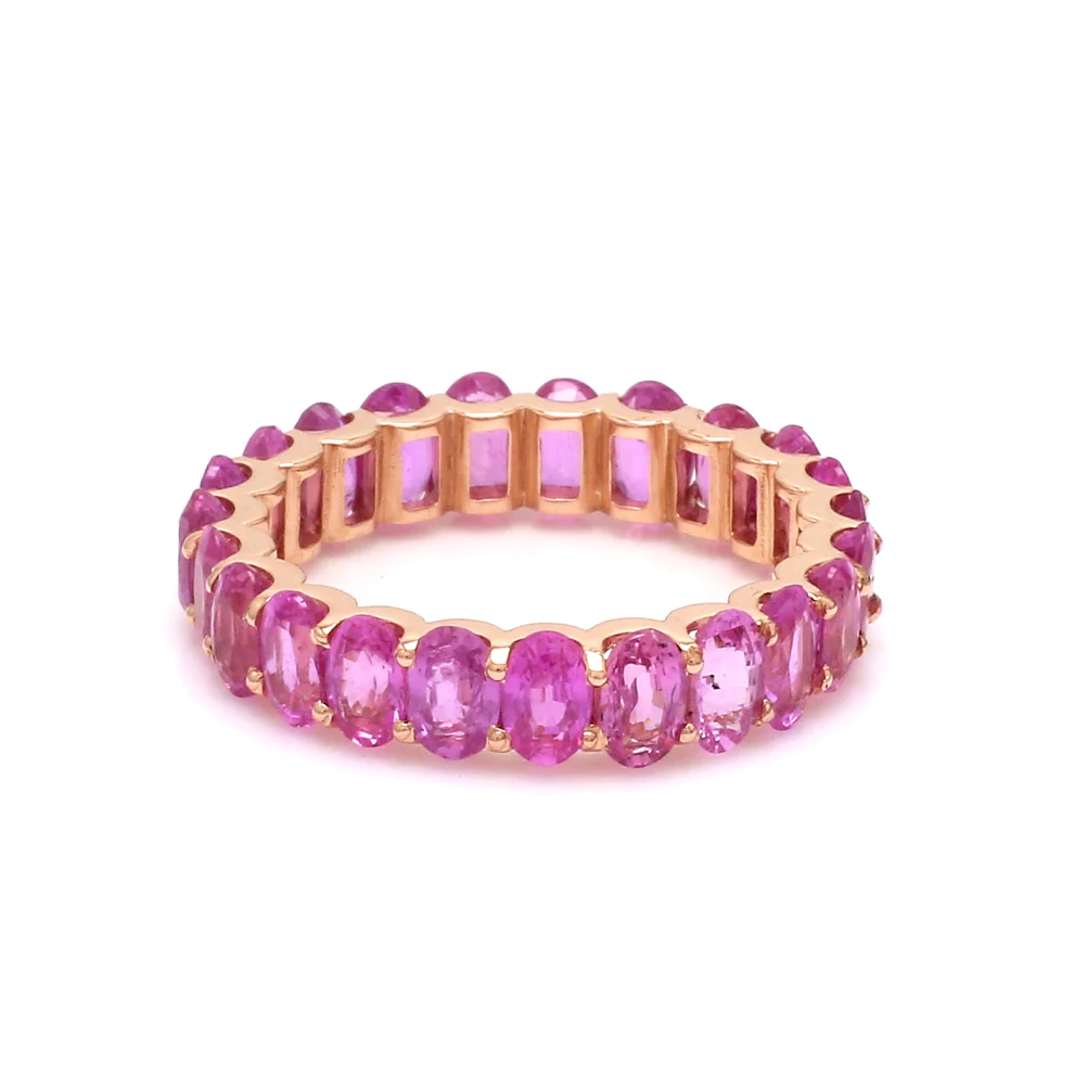 Pink Sapphire Oval Eternity Band Ring