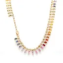 Rainbow Sapphire Dot and Dash Necklace