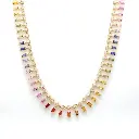 Rainbow Sapphire Dot and Dash Necklace