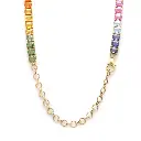 Rainbow Sapphire Emerald Cut Tennis Necklace (Big)