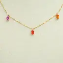 Rainbow Sapphire Emerald Cut Chain Necklace