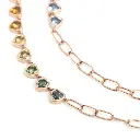 Rainbow Sapphire Heart Paperclip Necklace