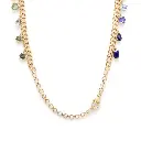 Rainbow Sapphire Mix Shape Link Chain Necklace