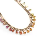 Rainbow Sapphire Mix Shape Link Chain Necklace