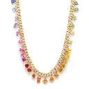 Rainbow Sapphire Mix Shape Link Chain Necklace