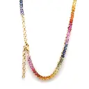 Rainbow Sapphire Oval Tennis Necklace