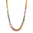 Rainbow Sapphire Upside Down Heart Necklace