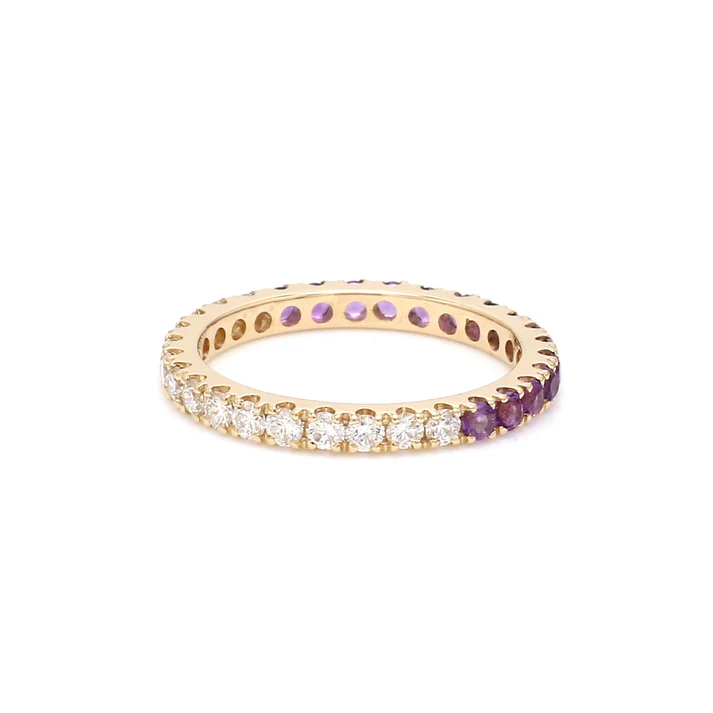 Amethyst Diamond Half & Half Ring