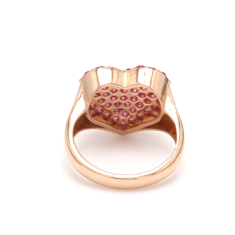 Pink Sapphire Iced Out Heart Ring