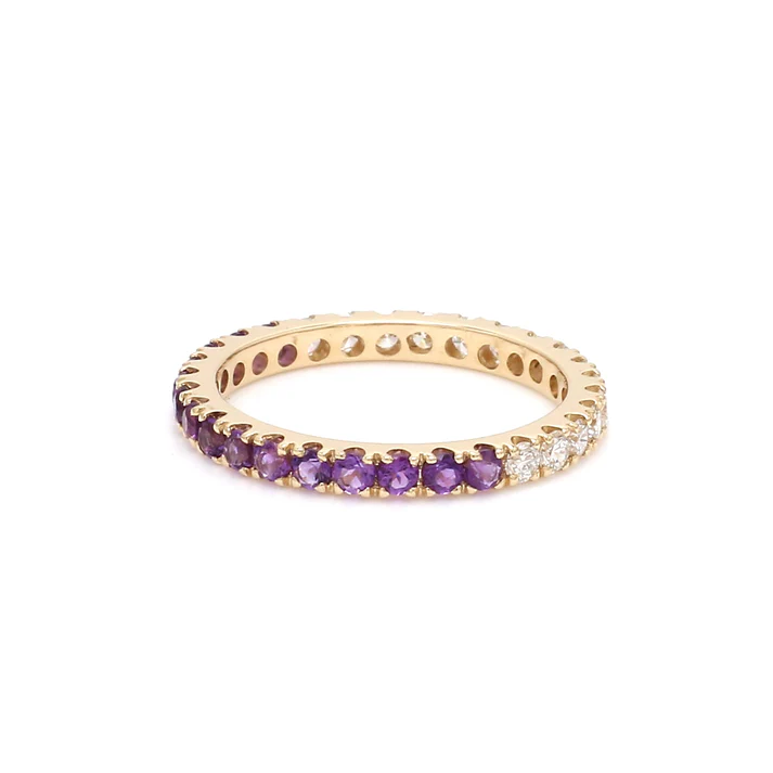 Amethyst Diamond Half & Half Ring