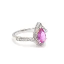 Pink Sapphire Solitaire Pear Diamond Ring