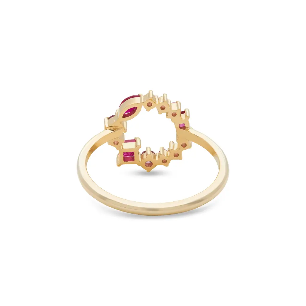 Pink Sapphire & Ruby Open Circle Ring