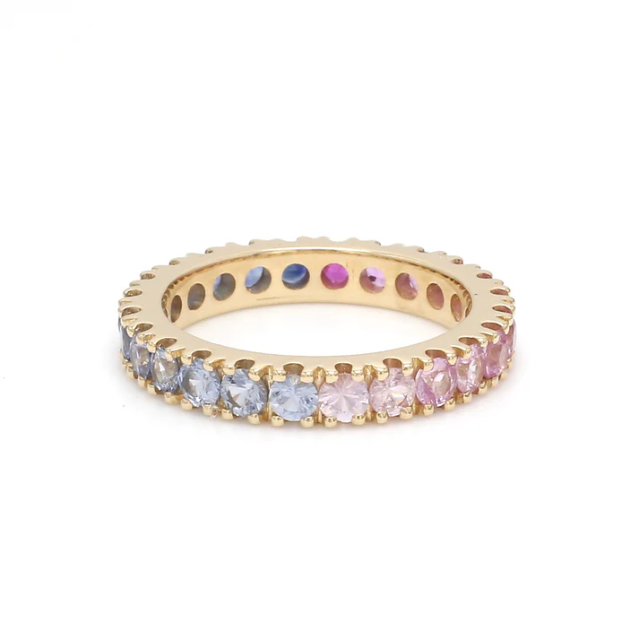 Blue Pink Sapphire Ombre Ring