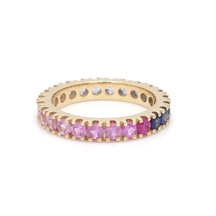 Blue Pink Sapphire Ombre Ring