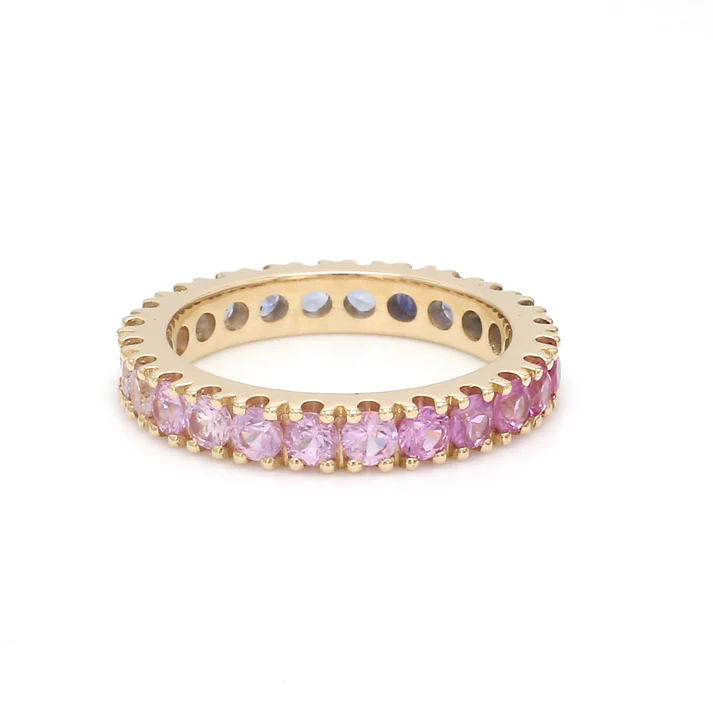 Blue Pink Sapphire Ombre Ring