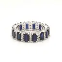 Blue Sapphire and Diamond Alternate Ring