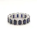 Blue Sapphire and Diamond Alternate Ring