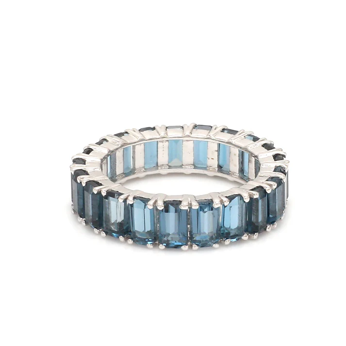 Blue Ombre Emerald Cut Ring